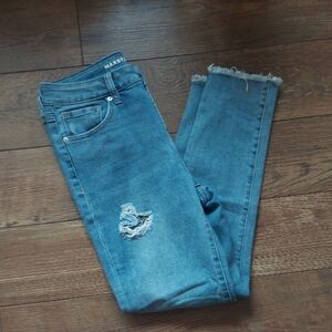 Max Studio Blue Skinny Jeans with Distressed Details